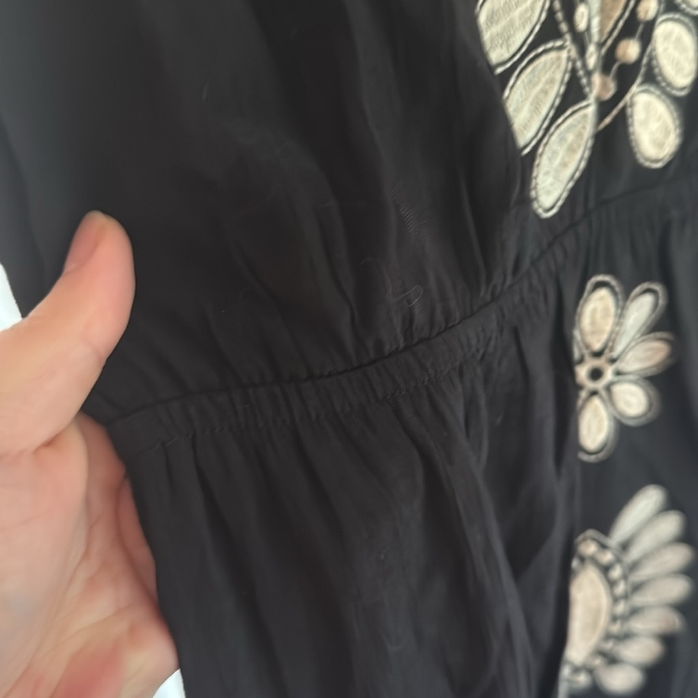 THML Maxi Black Embroidered Dress Size Medium Anthropologie Viscose EUC - Picture 5 of 6